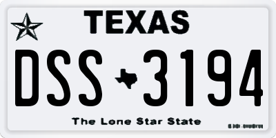 TX license plate DSS3194