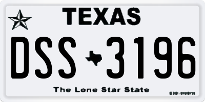 TX license plate DSS3196