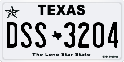 TX license plate DSS3204
