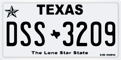 TX license plate DSS3209