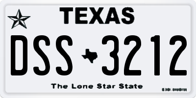 TX license plate DSS3212