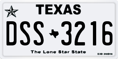 TX license plate DSS3216