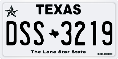 TX license plate DSS3219