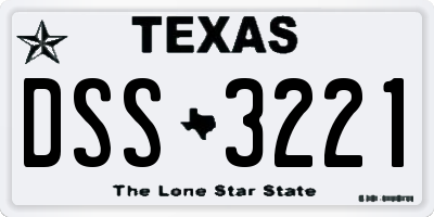 TX license plate DSS3221