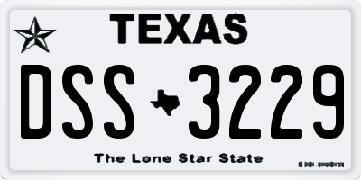 TX license plate DSS3229