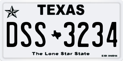 TX license plate DSS3234