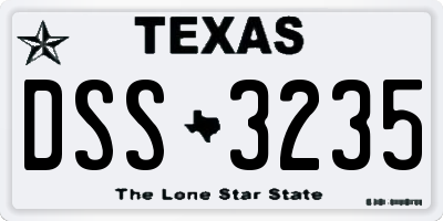 TX license plate DSS3235