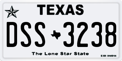 TX license plate DSS3238