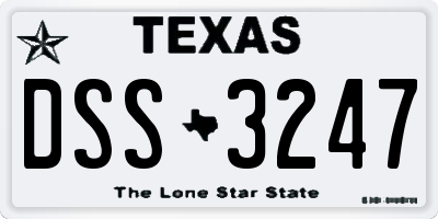 TX license plate DSS3247