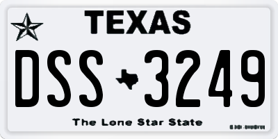 TX license plate DSS3249