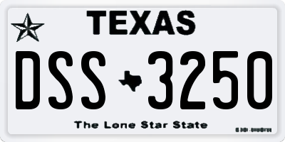 TX license plate DSS3250
