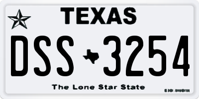 TX license plate DSS3254