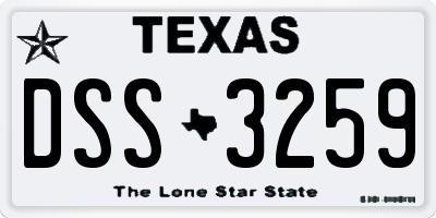 TX license plate DSS3259