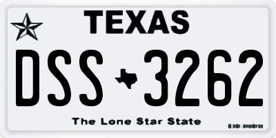 TX license plate DSS3262