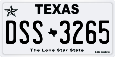 TX license plate DSS3265