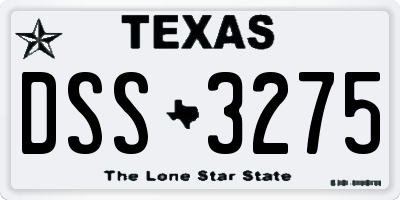 TX license plate DSS3275
