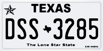 TX license plate DSS3285