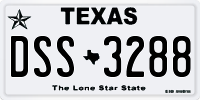 TX license plate DSS3288