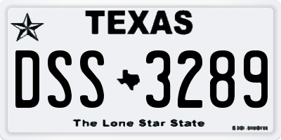 TX license plate DSS3289