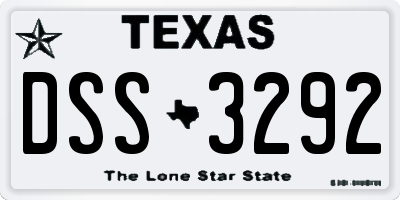 TX license plate DSS3292