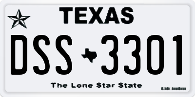 TX license plate DSS3301