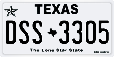 TX license plate DSS3305