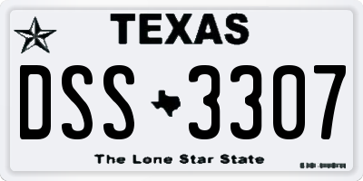TX license plate DSS3307
