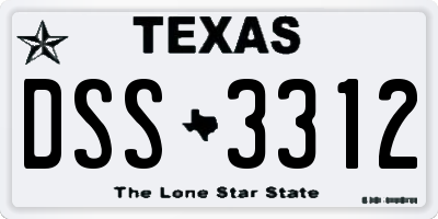 TX license plate DSS3312