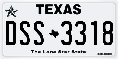 TX license plate DSS3318