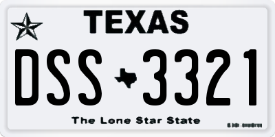 TX license plate DSS3321