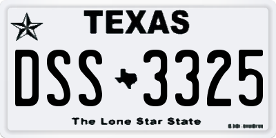 TX license plate DSS3325