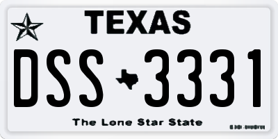 TX license plate DSS3331