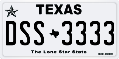 TX license plate DSS3333