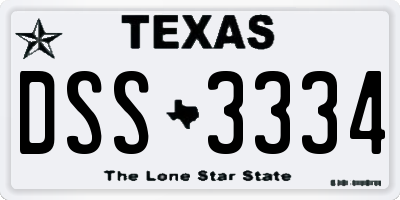 TX license plate DSS3334