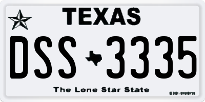 TX license plate DSS3335