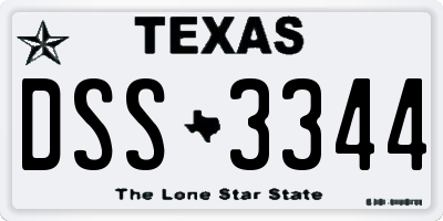 TX license plate DSS3344