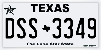TX license plate DSS3349