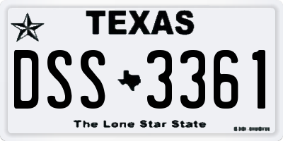 TX license plate DSS3361