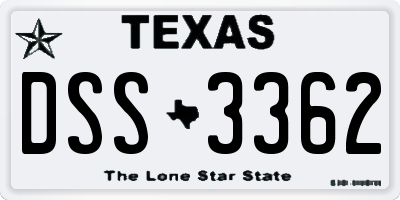 TX license plate DSS3362