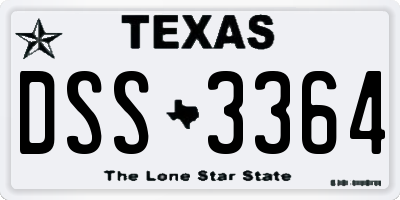 TX license plate DSS3364