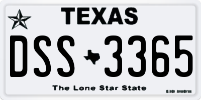 TX license plate DSS3365
