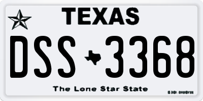 TX license plate DSS3368