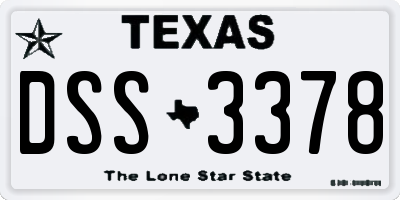 TX license plate DSS3378