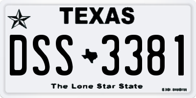 TX license plate DSS3381