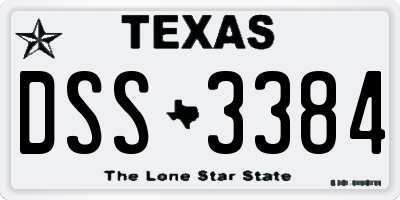TX license plate DSS3384