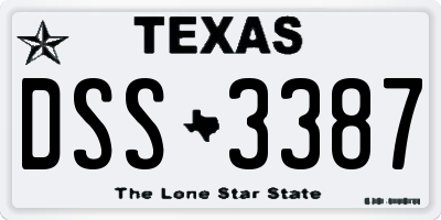 TX license plate DSS3387