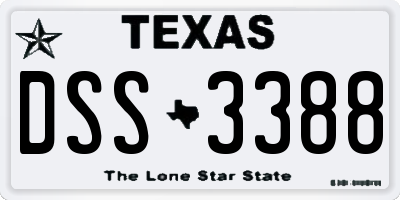 TX license plate DSS3388