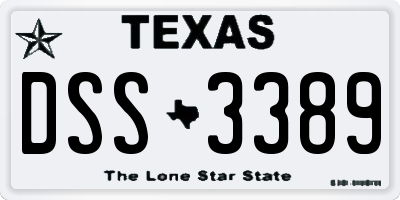 TX license plate DSS3389