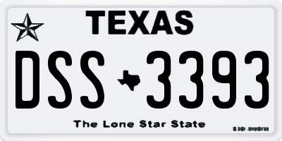 TX license plate DSS3393