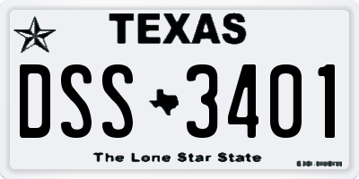 TX license plate DSS3401
